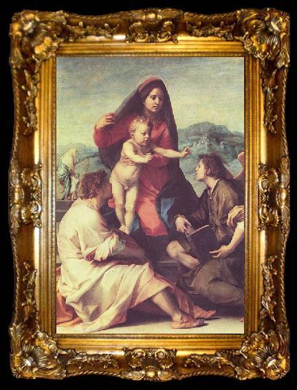 framed  Andrea del Sarto Madonna mit Heiligen und einem Engel, ta009-2